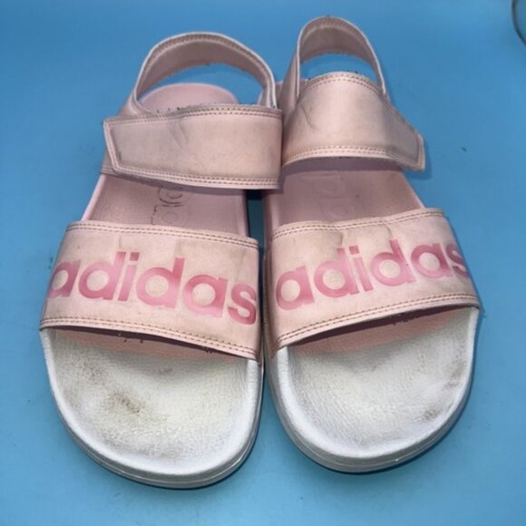 Adidas Sandal, Women Size 7 Pink Hook And Loop w Logo Used - Picture 1 of 9